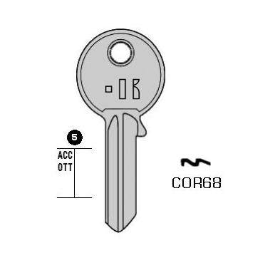 Cilindersleutel messing, COR68, CB85, COR-23D, CO42, CRB68, L178