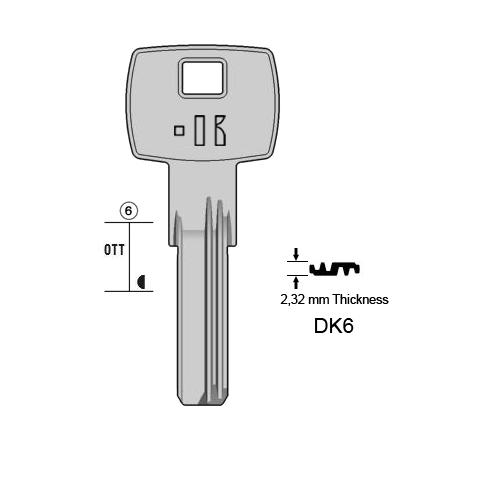 Cilindersleutel messing, DK6, DK6, DEK-8, DKB8, DKB4, L398