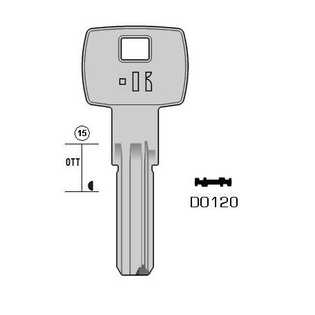 Cilindersleutel messing, DO120, DM120, DOM-22, DM82L, 1652, DO162