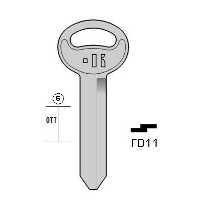 Autosleutel messing, FD11, FO14R-OR, FO-2