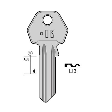 Cilindersleutel messing, LI3, LP3R, LIP-28D, LIP5DL, 219,5L, LPS16L, L321