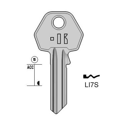 Cilindersleutel messing, LI7S, LP7R, LIP-2, LIP10R, 384,5K, LPS11L, L334