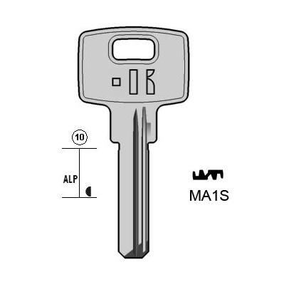 Cilindersleutel messing, MA1S, DK3, DEK-3, DKB1, DK3, L399