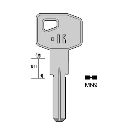 Cilindersleutel messing, MN9, MG8, MGA-3, MG10, MG7