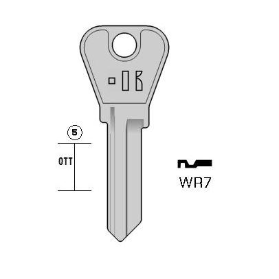 Cilindersleutel messing, WR7, WEI1, WEI-1, WR5D, 996K, WEI10, L545