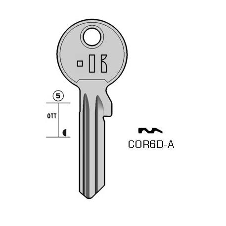 Cilindersleutel messing, COR6D-A, CB6, COR-1D, CO6T, 948L, CRB32, L175