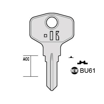 Cilindersleutel staal, BU61, BUR62R, BUR-38, BG52, 1806H, L104