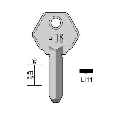 Cilindersleutel messing, LI11, LP11, KE-2, LK1, 1110, S1LPS