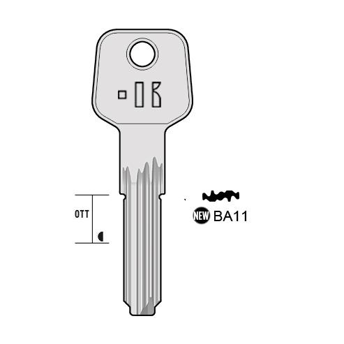 Cilindersleutel messing, BA11, BAI26, TIT-26