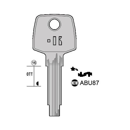 Cilindersleutel messing, ABU87, ABU-78P, AU96RP43, 1939P, L743D
