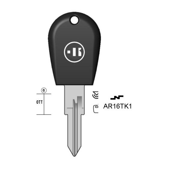 Autosleutel messing, AR16TK-1, GT16T, TP00AF-14P, T00GB13P, AR16TK, T00SP27A