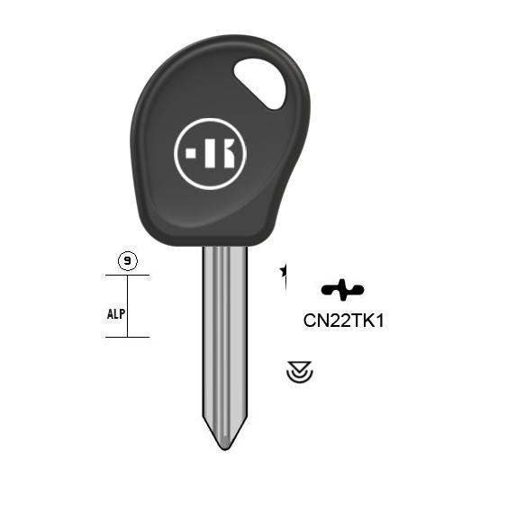 Autosleutel nieuwzilver, CN22TK, SIX9TE, TP00SIX-3.P3, T00SM7P, CN22TK (Simplex)