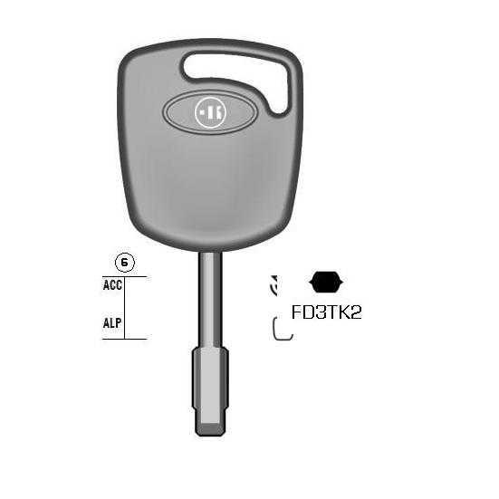 Autosleutel nieuwzilver, FD3TK, FO21TE, TP00FO-6P, T00TB1P, FD3TK (Tibbe)