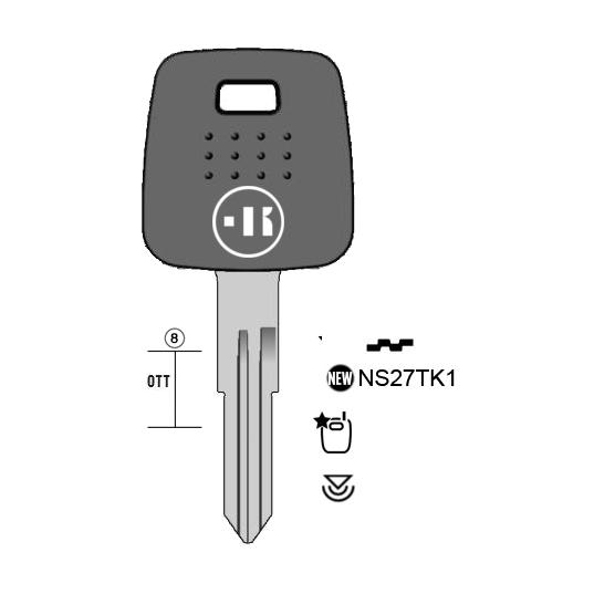 Autosleutel messing, NS27TK, NSN11TE, DAT-6.P2, NS27TK, DA31P