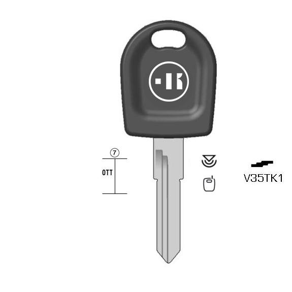 Autosleutel messing, V35TK, HU49TE