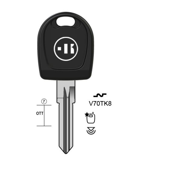 Autosleutel messing, V70TK, HU70TE, TP00VO-8P, T00HF56P, T00HF70