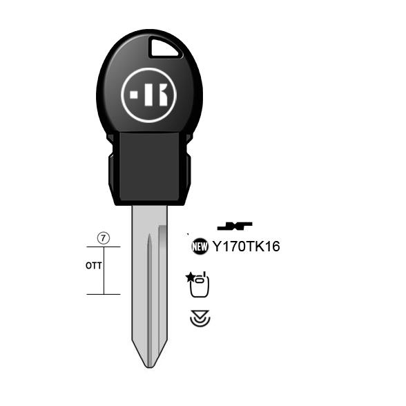 Autosleutel messing, Y170TK, EK3P-Y170, CHR-15.P1