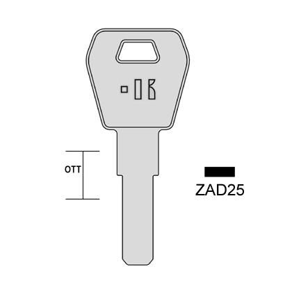 Cilindersleutel messing, ZAD25, ZD25, ZA20, ZD1