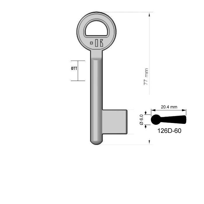 Baardsleutel messing, 126D-60