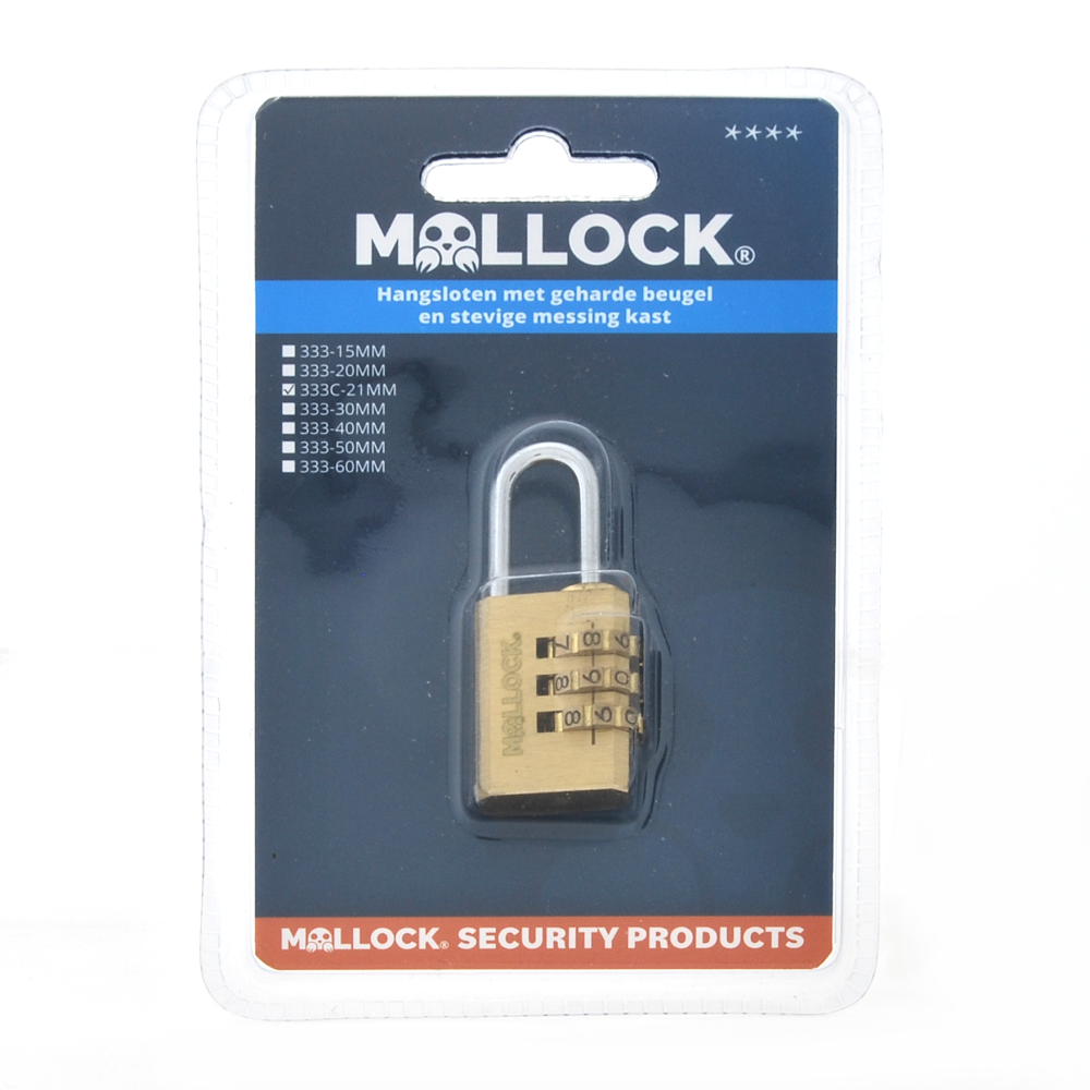 33321C Mollock cijferhangslot messing (blister)
