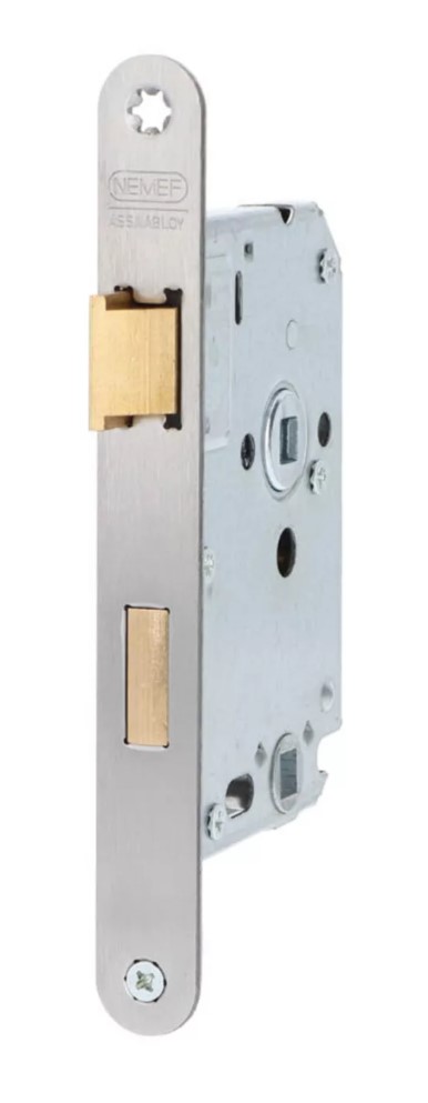 Insteekslot Nemef N1264/17 vrij- en bezet slot (wc) met afgeronde rvs voorplaat