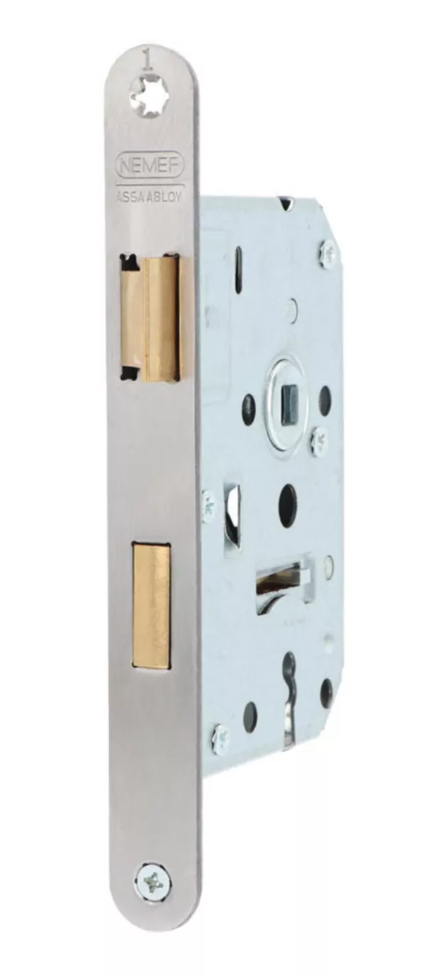 Insteekslot Nemef N1266/17 klavier dag- en nachtslot met afgeronde rvs voorplaat