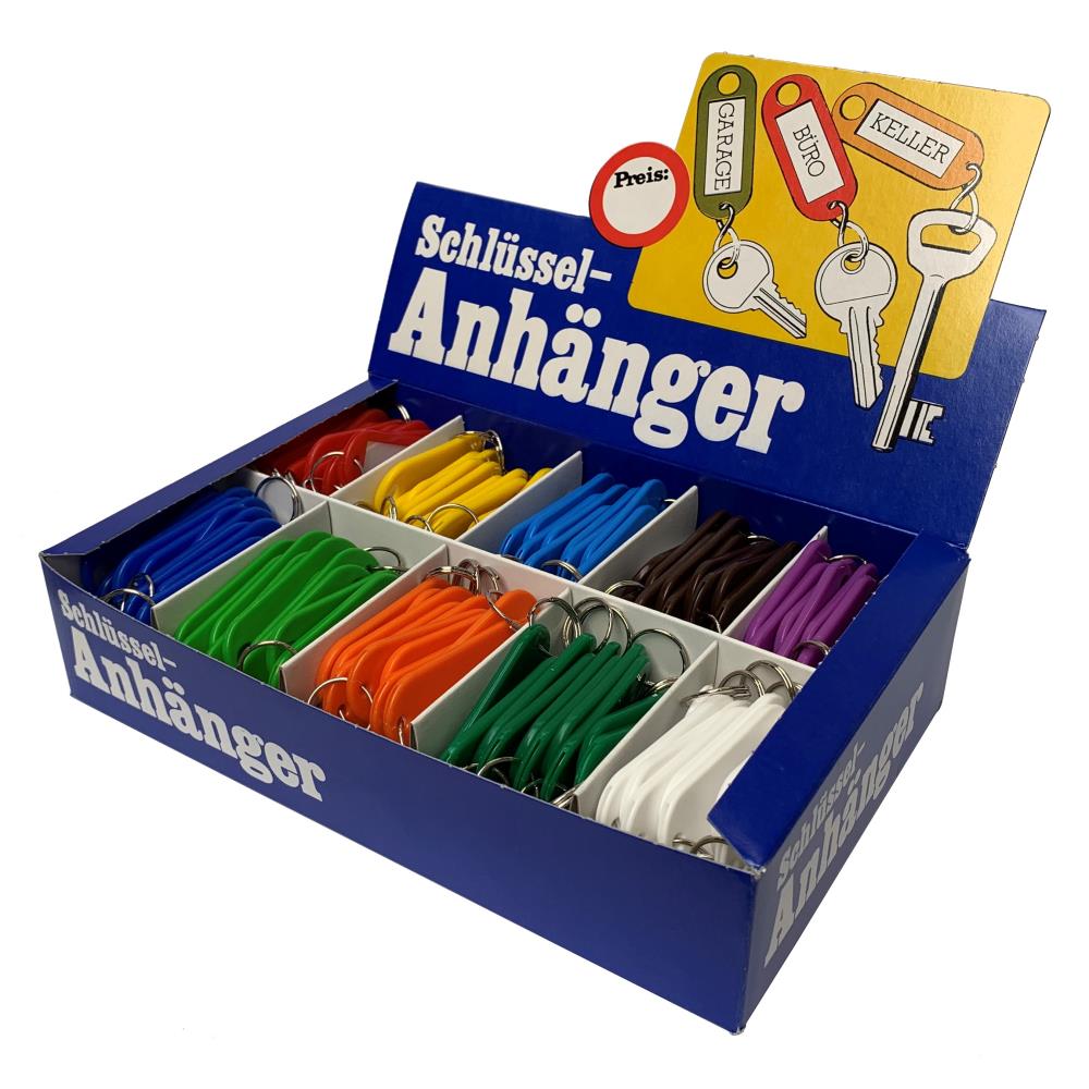 11110 - 200st Sleutellabel assorti, met ring