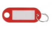 10110-1 - 100st Sleutellabel rood, met ring