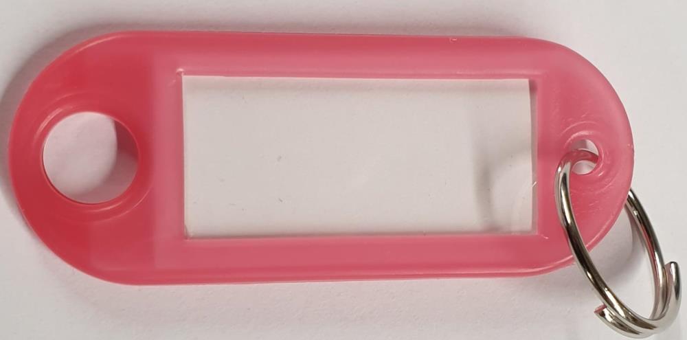 10110-21 - 100st Sleutellabel neon rood, met ring