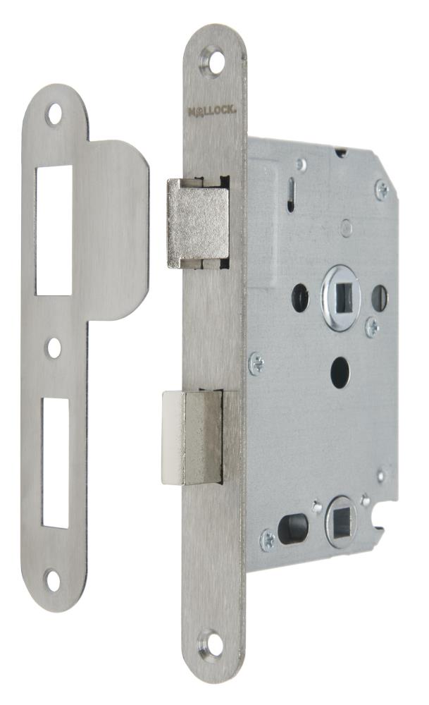 Mollock ML3164 vrij- en bezet slot (wc) met afgeronde rvs voorplaat, incl. sluitplaat