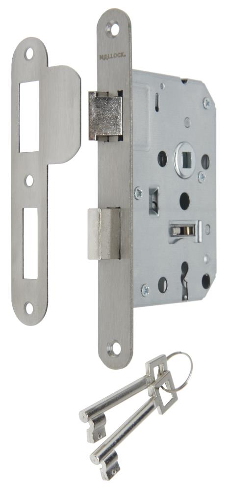 Mollock ML3166 klavier dag- en nachtslot met afgeronde rvs voorplaat, incl. sluitplaat