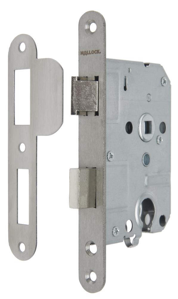 Mollock ML3169 cilinder dag- en nachtslot met afgeronde rvs voorplaat, incl. sluitplaat