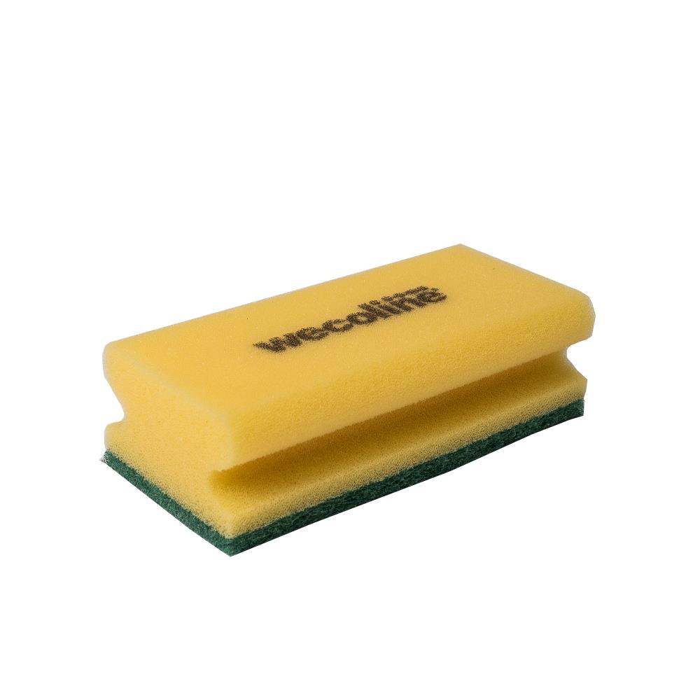 Wecoline schuurspons met handgreep geel/groen - 10 stuks