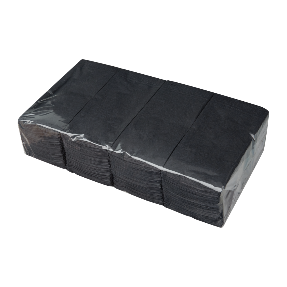 Servet 2-lgs zwart 40 x 40 cm 1/8 zwart - 8 x 250 stuks