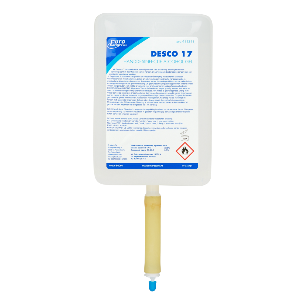 Euro handdesinfectiegel bag-in-box - 6 x 800 ml