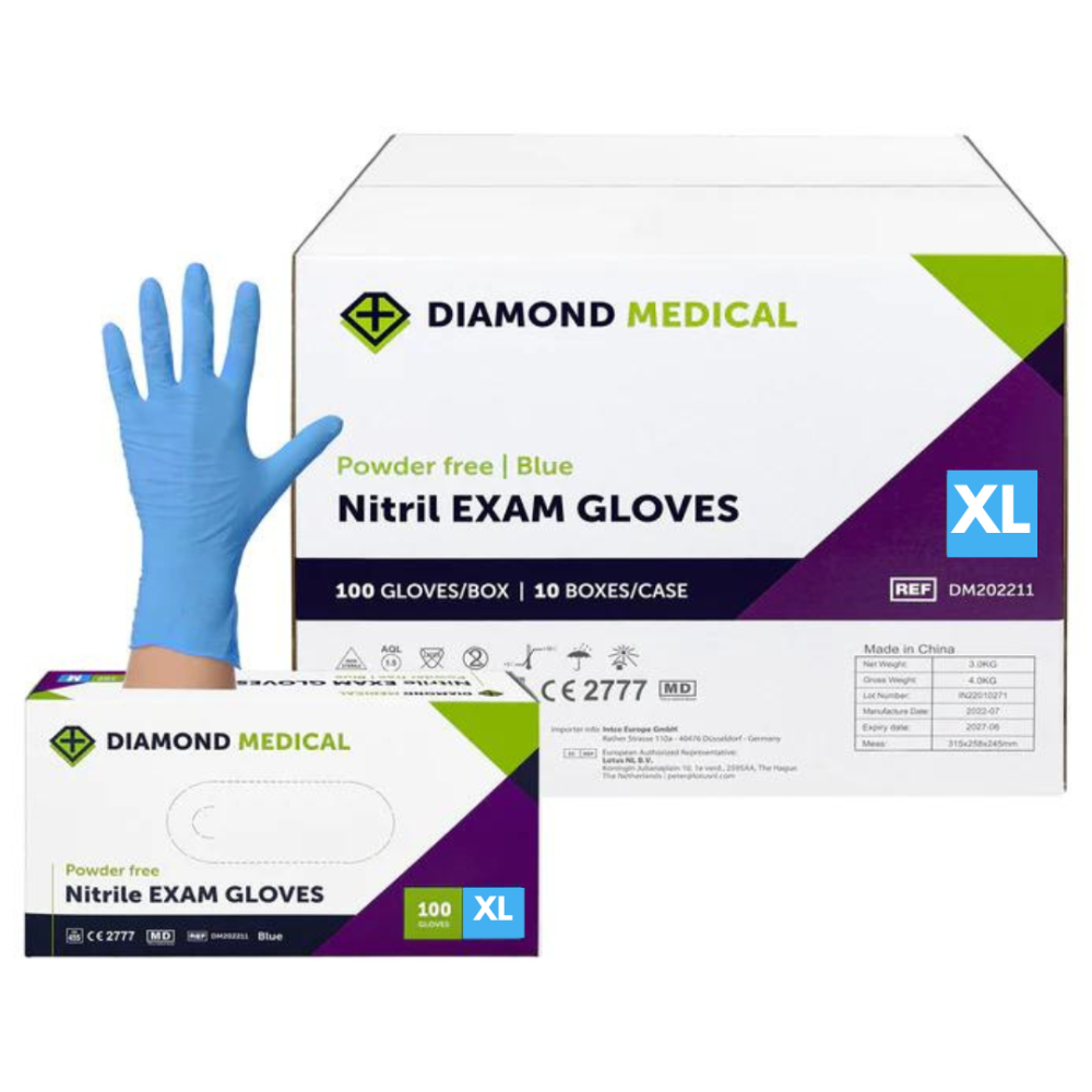 Diamond Medical handschoen nitril poedervrij blauw XL - 100 stuks