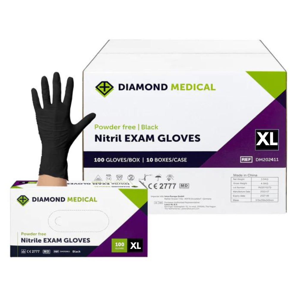 Diamond Medical handschoen nitril poedervrij zwart XL - 100 stuks