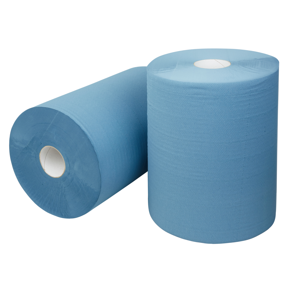 Industriepapier 2-lgs blauw RT 400 mtr x 37 cm - 2 rollen