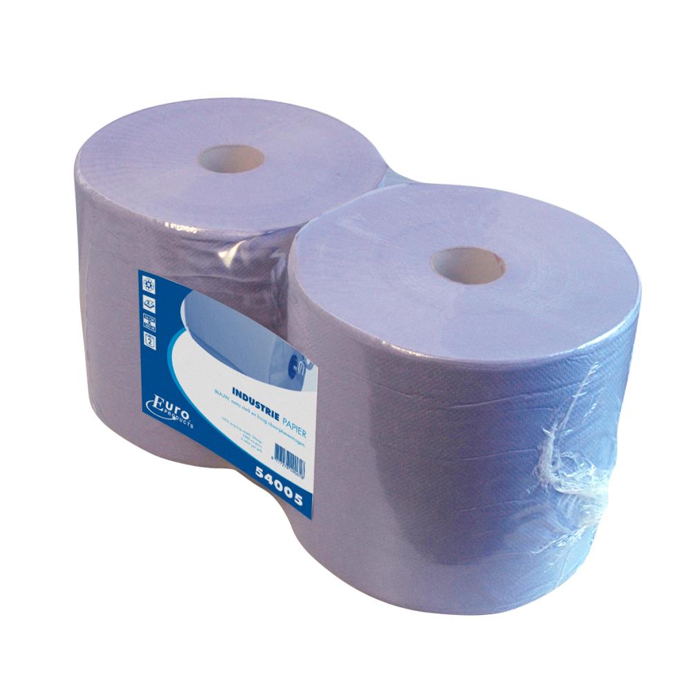 Industriepapier 2-lgs blauw RT 380 mtr x 26 cm - 2 rollen