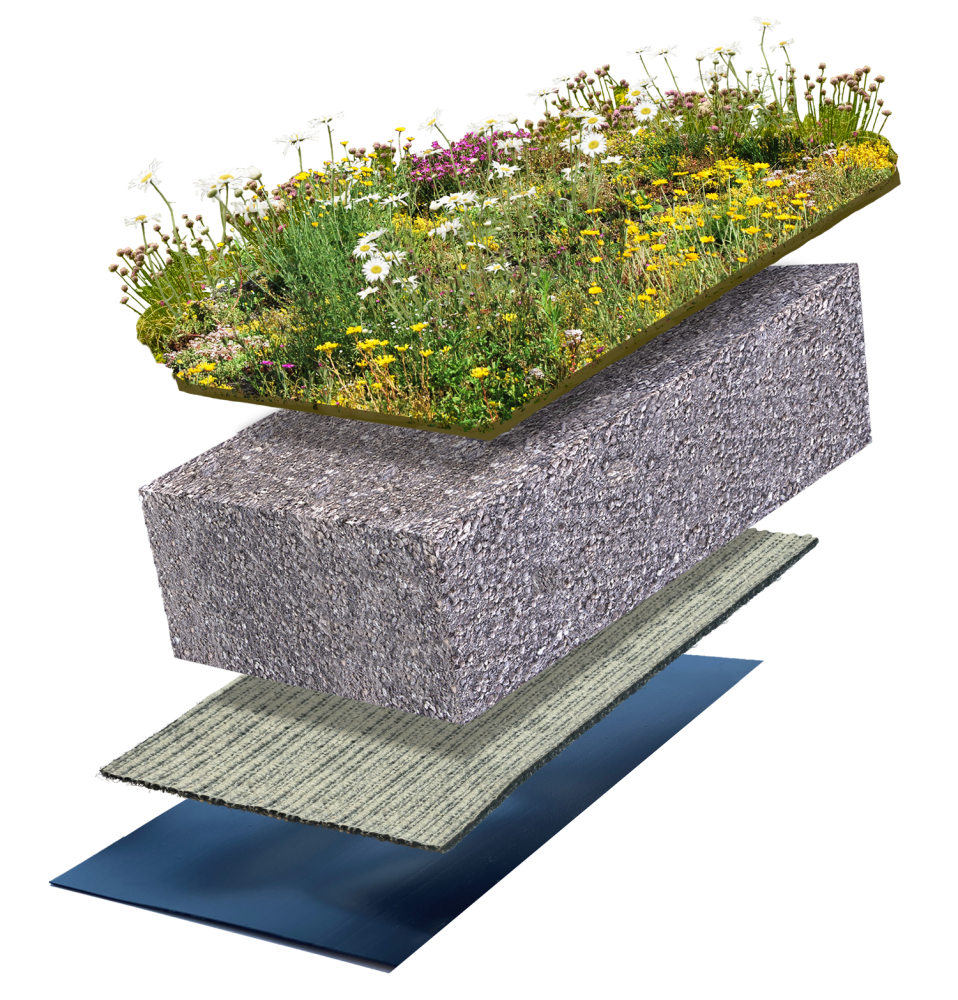 Biodiversmat Bees & Butterflies | Substraat intensief big bag | Drainagevlies type 8