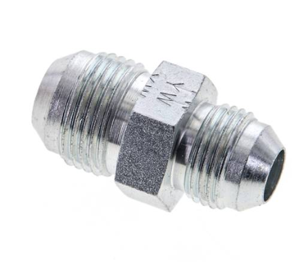 Double nipple UNF 7/8"-14(JIC)-UNF 3/4"-16(JIC), Zinc plated steel