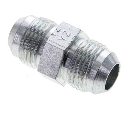 Double nipple UNF 7/8"-14(JIC)-UNF 7/8"-14(JIC), Zinc plated steel