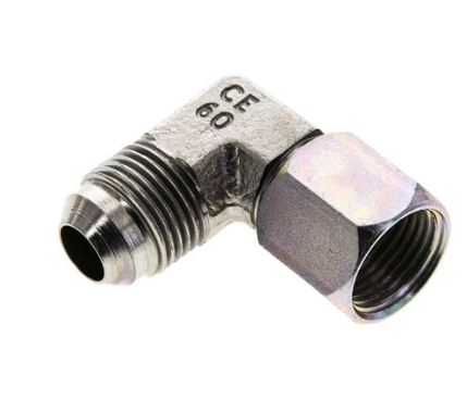 90°-screw-in elbow, UNF 3/4"-16 (JIC), Zinc plated steel