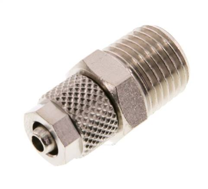 Straight screw connection R 1/4"-6x4mm, Nickel-plated brass