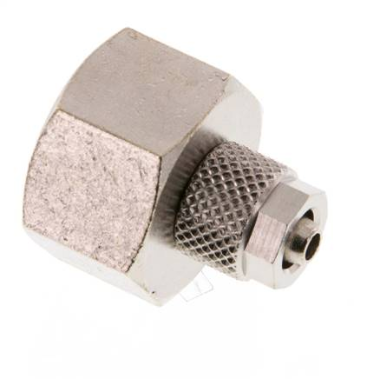 Screw-on screw connection G 3/8"-6x4mm, Nickel-plated brass