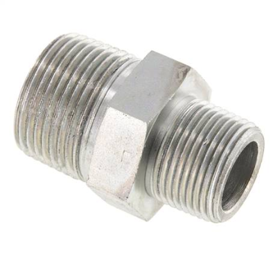 Double nipple NPT 1"-NPT 3/4", Zinc plated steel