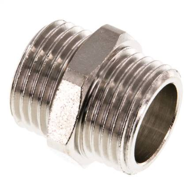 Double nipple G 1/2"-G 1/2", Nickel-plated brass