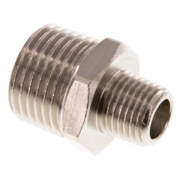 Double nipple R 1/2"-R 1/4", Nickel-plated brass