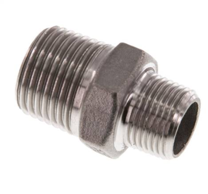 Double nipple R 1/2"-R 3/8", 1.4408