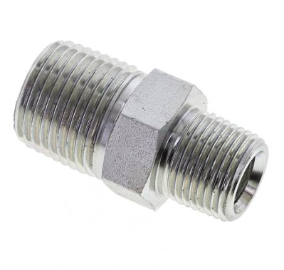 Double nipple NPT 1/2"-NPT 3/8", Zinc plated steel